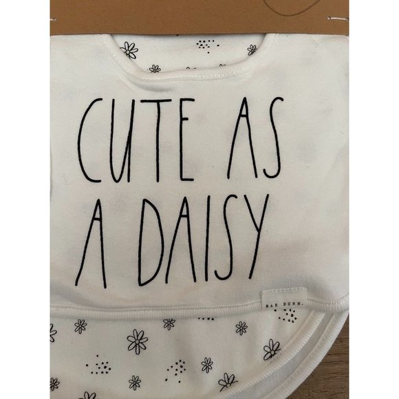 NWT  Rae Dunn Baby Bib and Burp Cloth Snap Closure Bib “Cute as a Daisy” - Picture 2 of 4
